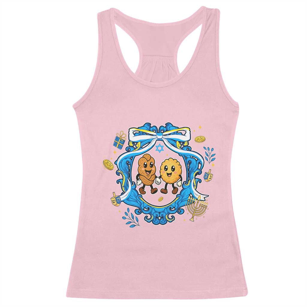 Funny Hanukkah Racerback Tank Top Challah And Latke Cute Food Lover Gift TS12 Light Pink Print Your Wear