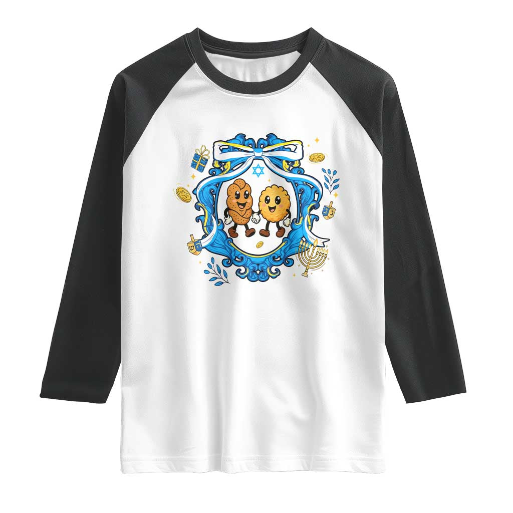 Funny Hanukkah Raglan Shirt Challah And Latke Cute Food Lover Gift TS12 White Black Print Your Wear