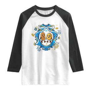 Funny Hanukkah Raglan Shirt Challah And Latke Cute Food Lover Gift TS12 White Black Print Your Wear