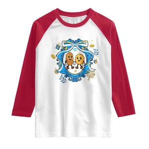 Funny Hanukkah Raglan Shirt Challah And Latke Cute Food Lover Gift TS12 White Red Print Your Wear