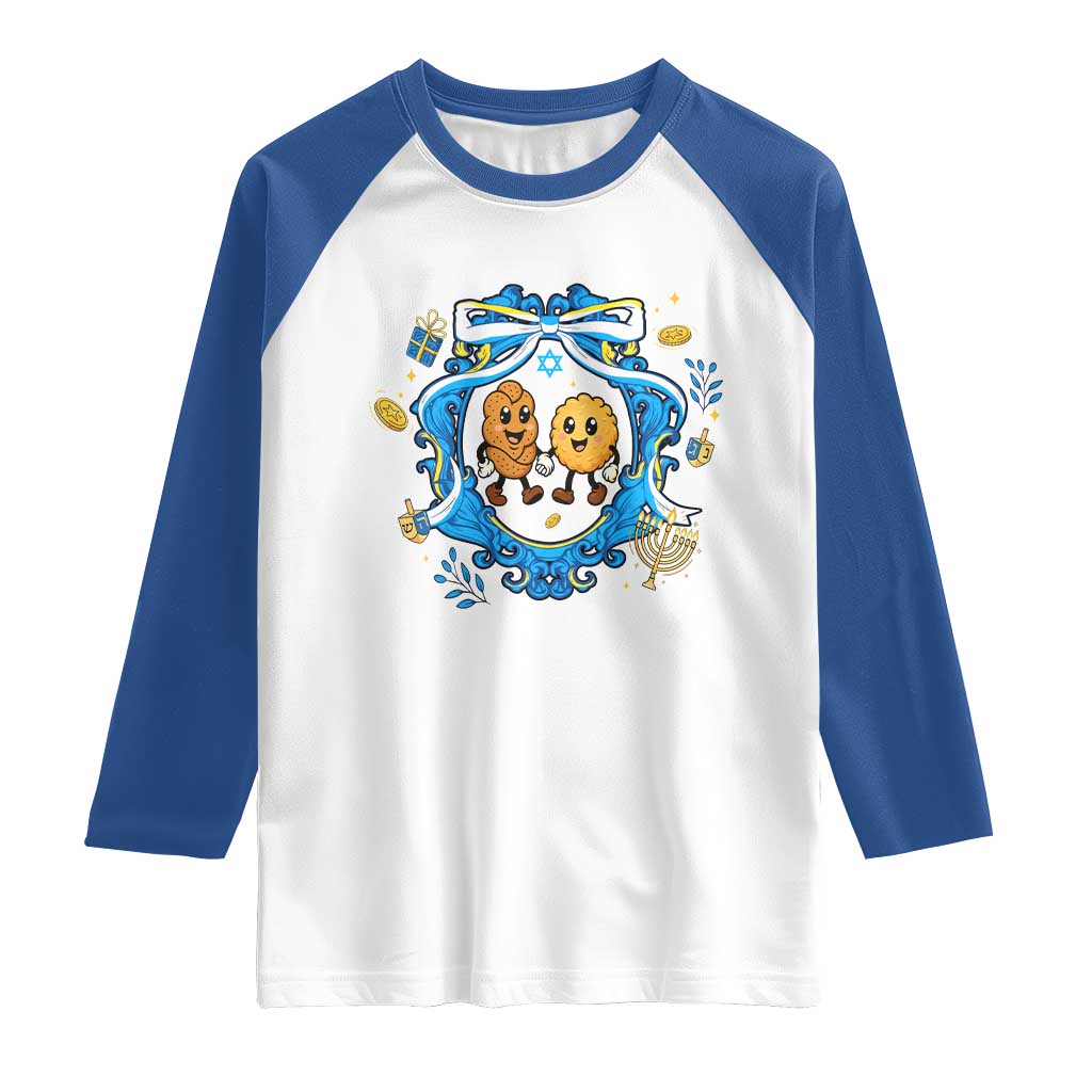 Funny Hanukkah Raglan Shirt Challah And Latke Cute Food Lover Gift TS12 White Royal Print Your Wear