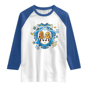 Funny Hanukkah Raglan Shirt Challah And Latke Cute Food Lover Gift TS12 White Royal Print Your Wear