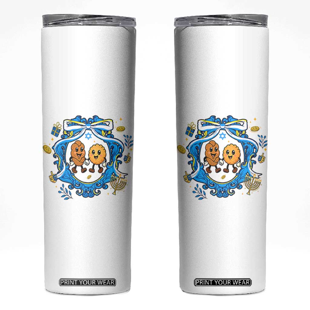 Funny Hanukkah Skinny Tumbler Challah And Latke Cute Food Lover Gift TS12 White Print Your Wear