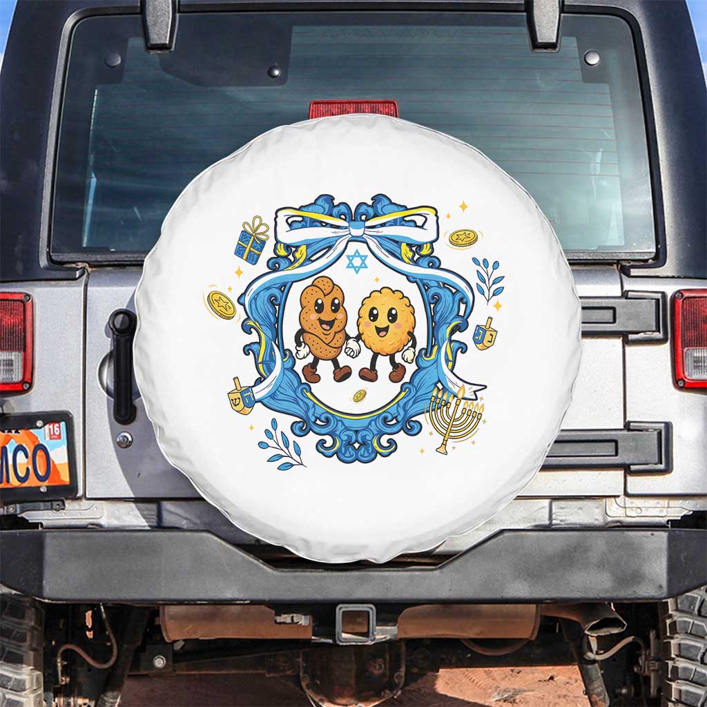 Funny Hanukkah Spare Tire Cover Challah And Latke Cute Food Lover Gift TS12 No hole White Print Your Wear