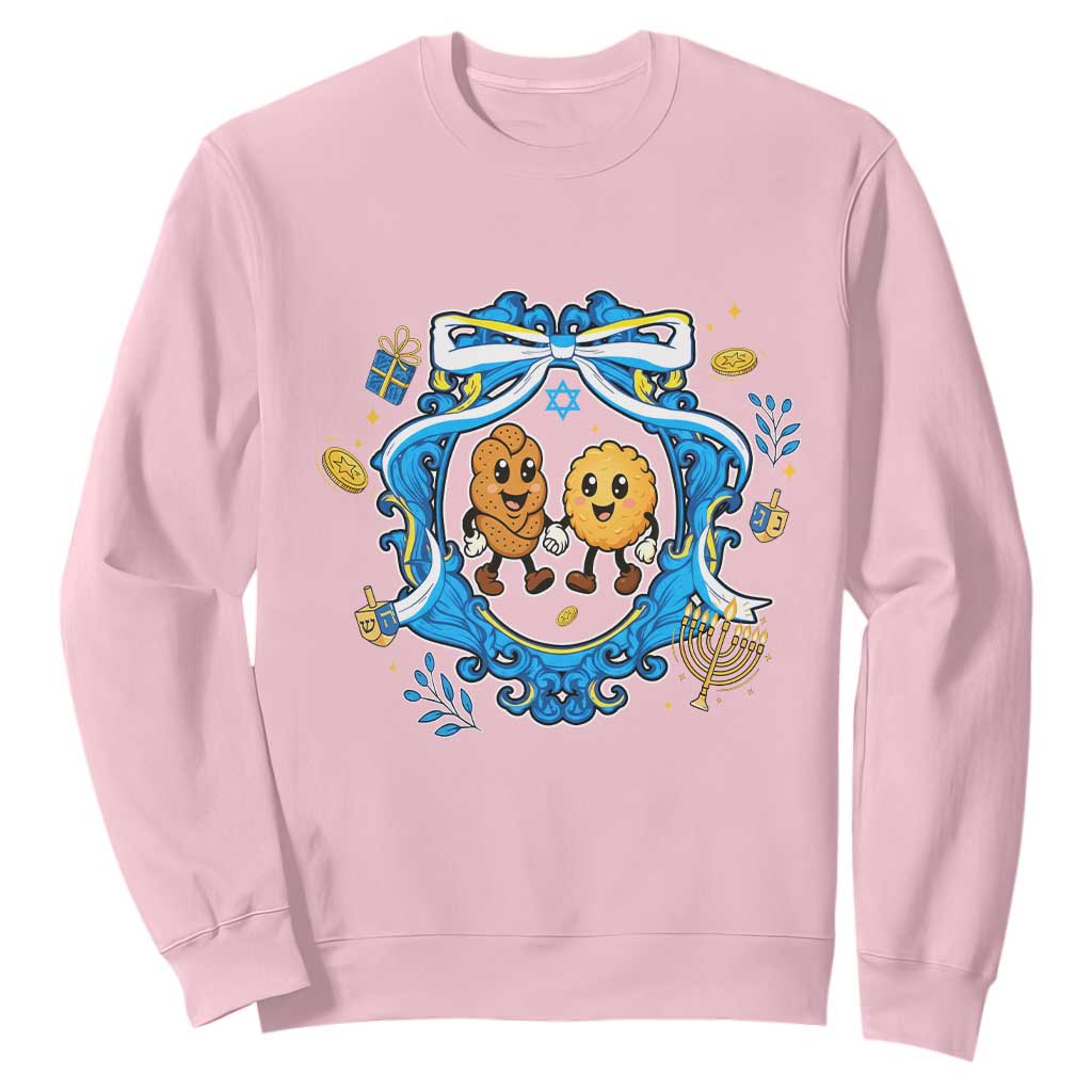Funny Hanukkah Sweatshirt Challah And Latke Cute Food Lover Gift TS12 Light Pink Print Your Wear
