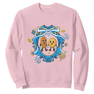 Funny Hanukkah Sweatshirt Challah And Latke Cute Food Lover Gift TS12 Light Pink Print Your Wear