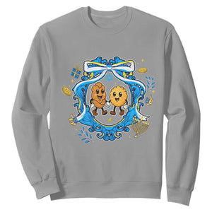 Funny Hanukkah Sweatshirt Challah And Latke Cute Food Lover Gift TS12 Sport Gray Print Your Wear