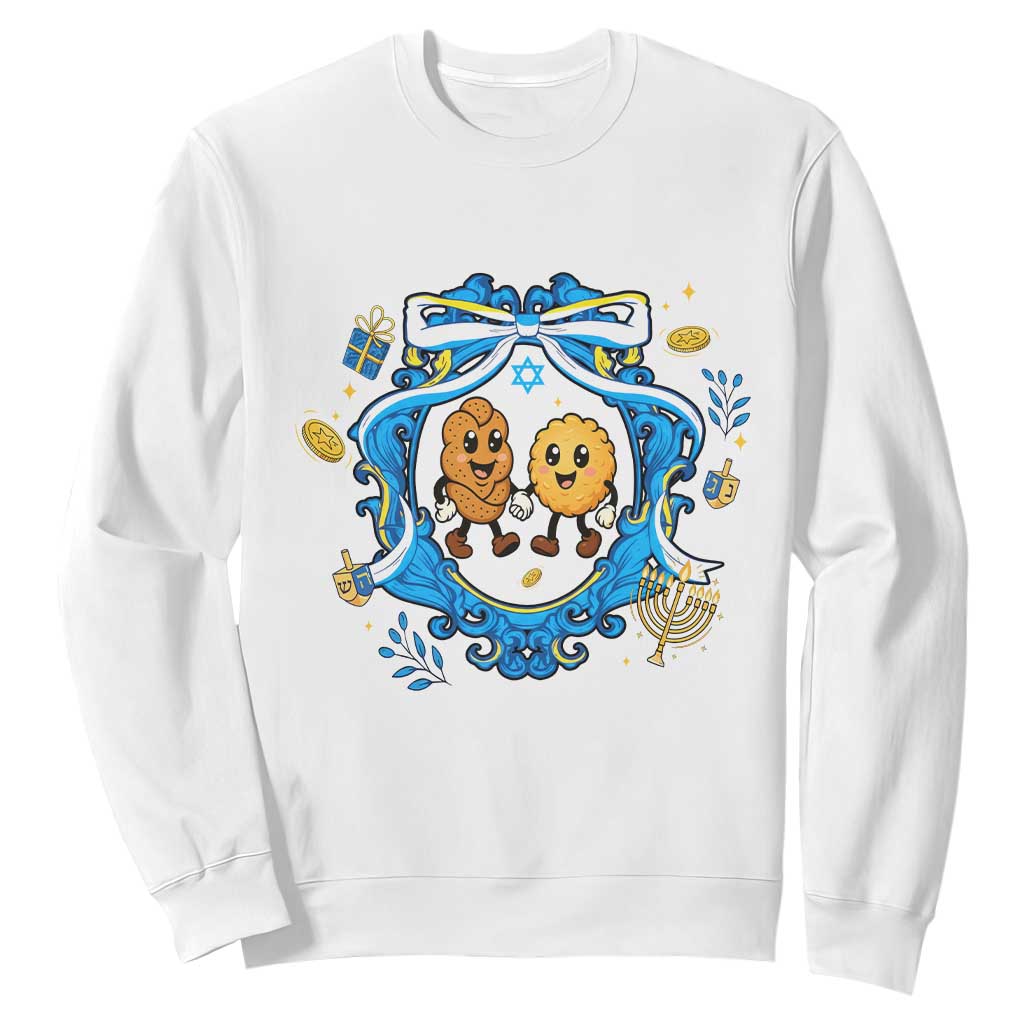 Funny Hanukkah Sweatshirt Challah And Latke Cute Food Lover Gift TS12 White Print Your Wear