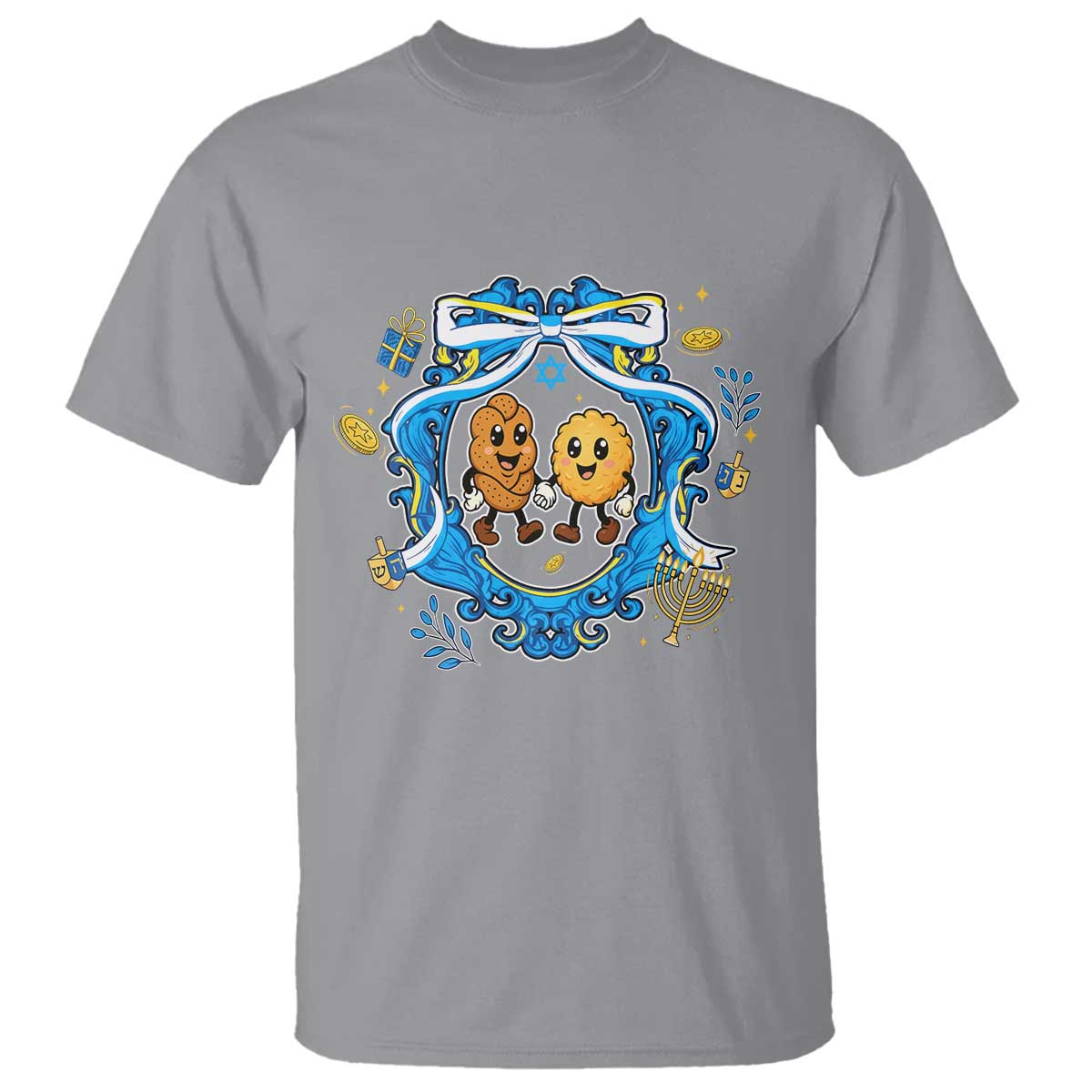 Funny Hanukkah T Shirt Challah And Latke Cute Food Lover Gift TS12 Sport Gray Print Your Wear