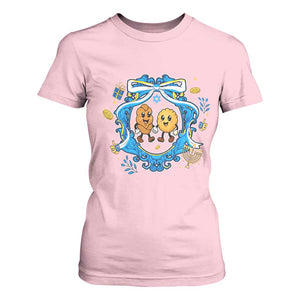Funny Hanukkah T Shirt For Women Challah And Latke Cute Food Lover Gift TS12 Light Pink Print Your Wear