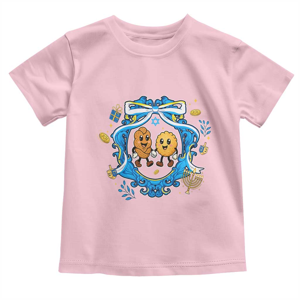 Funny Hanukkah Toddler T Shirt Challah And Latke Cute Food Lover Gift TS12 Light Pink Print Your Wear