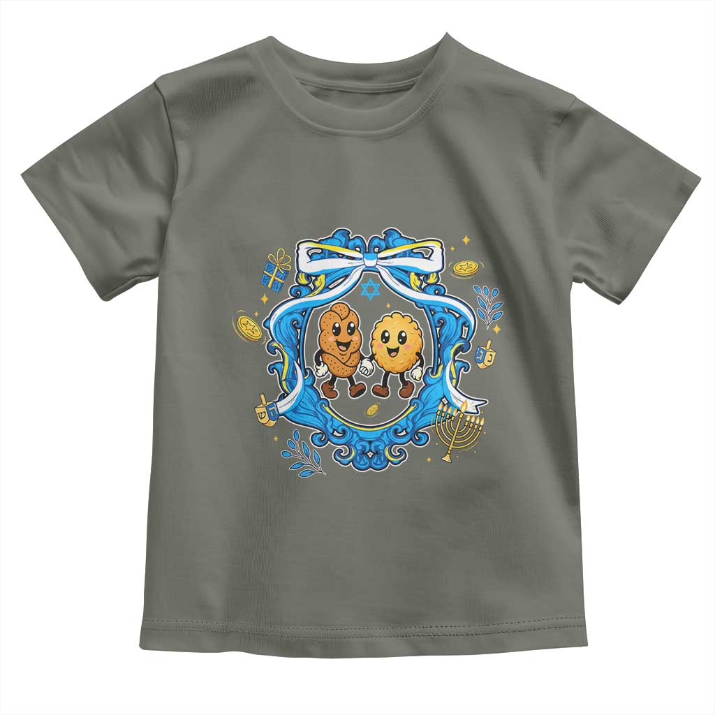 Funny Hanukkah Toddler T Shirt Challah And Latke Cute Food Lover Gift TS12 Military Green Print Your Wear