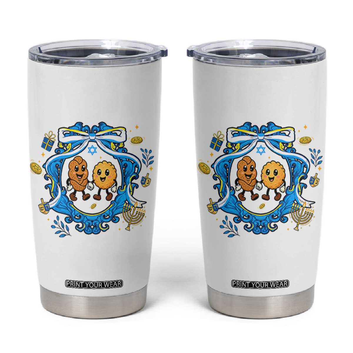 Funny Hanukkah Tumbler Cup Challah And Latke Cute Food Lover Gift TS12 White Print Your Wear