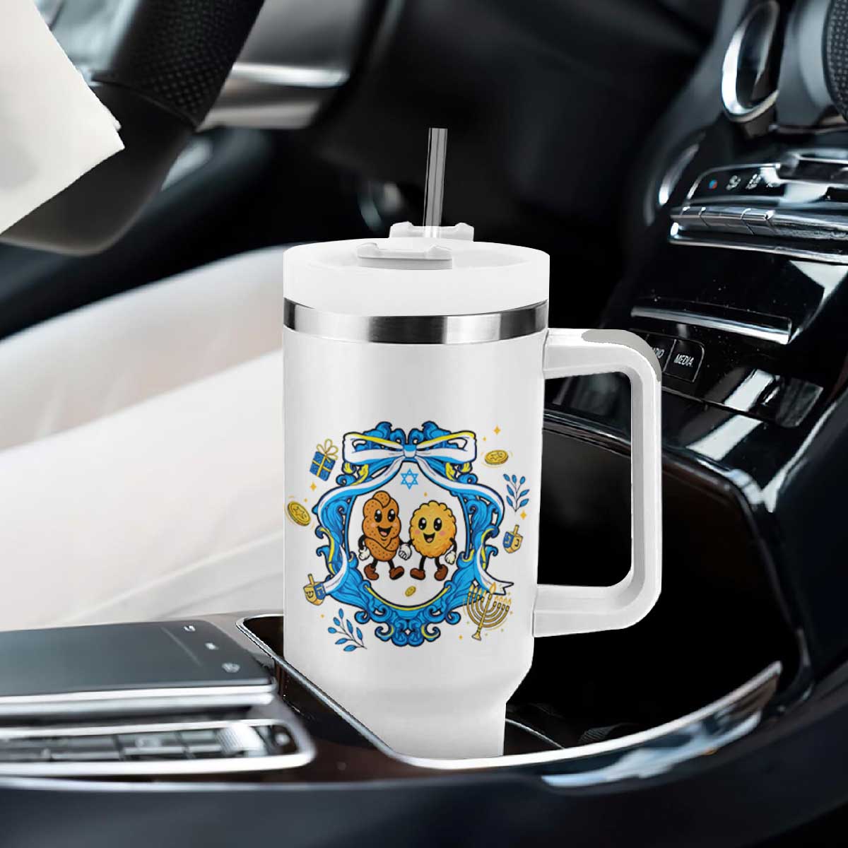 Funny Hanukkah Tumbler With Handle Challah And Latke Cute Food Lover Gift TS12 Print Your Wear