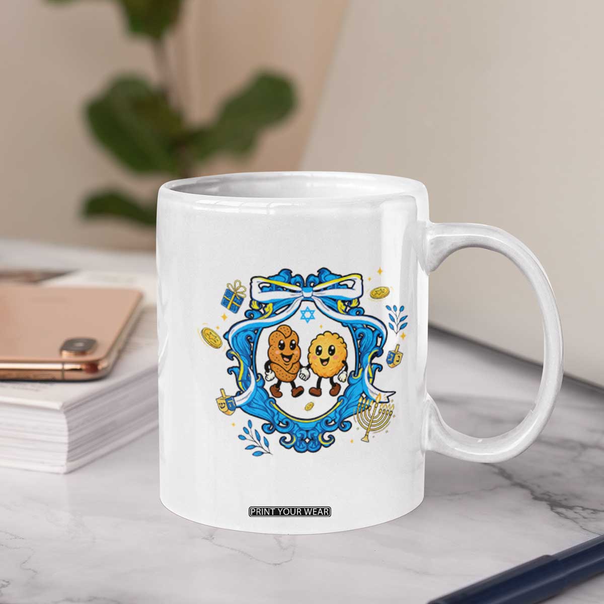 Funny Hanukkah Coffee Mug Challah And Latke Cute Food Lover Gift TS12 Print Your Wear