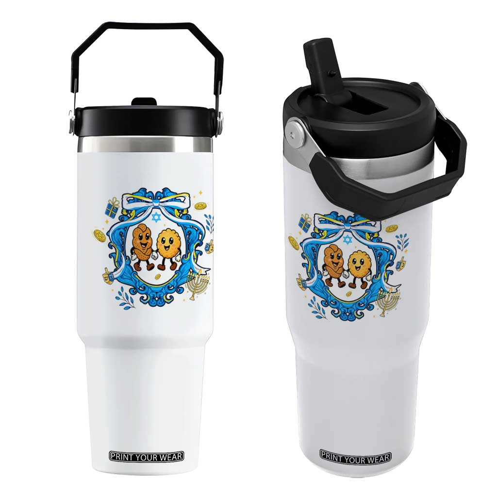 Funny Hanukkah Flip Straw Tumbler Challah And Latke Cute Food Lover Gift TS12 One Size: 30 oz White Print Your Wear