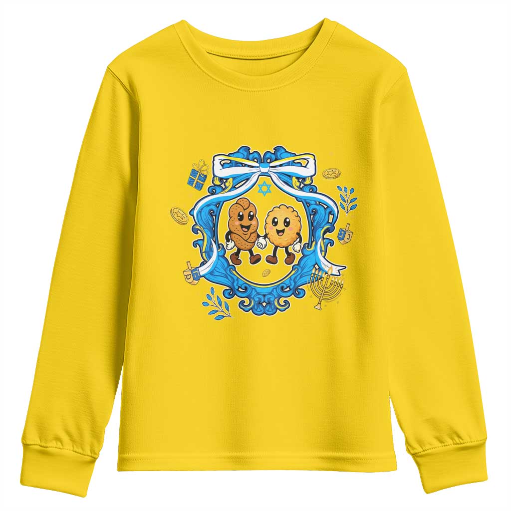 Funny Hanukkah Youth Sweatshirt Challah And Latke Cute Food Lover Gift TS12 Daisy Print Your Wear