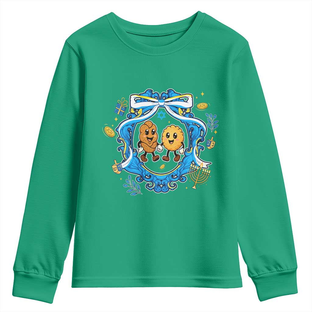 Funny Hanukkah Youth Sweatshirt Challah And Latke Cute Food Lover Gift TS12 Irish Green Print Your Wear