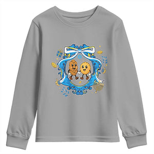 Funny Hanukkah Youth Sweatshirt Challah And Latke Cute Food Lover Gift TS12 Sport Gray Print Your Wear