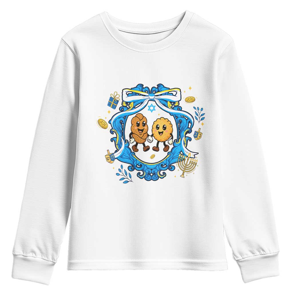 Funny Hanukkah Youth Sweatshirt Challah And Latke Cute Food Lover Gift TS12 White Print Your Wear