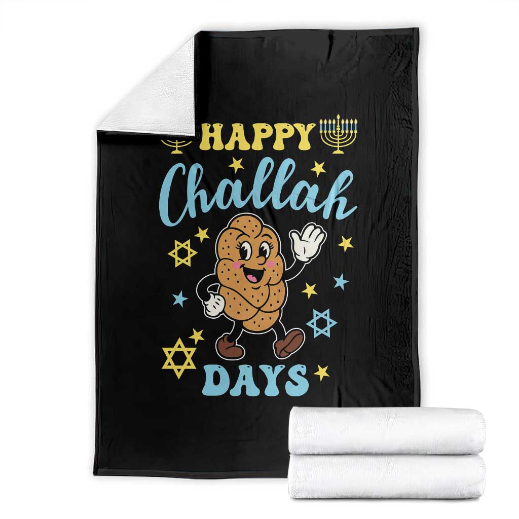 Funny Hanukkah Food Lover Gift Throw Blanket Happy Challah Days TS12 Black Print Your Wear