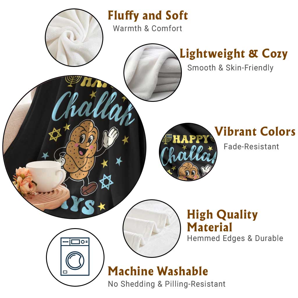 Funny Hanukkah Food Lover Gift Throw Blanket Happy Challah Days TS12 Print Your Wear