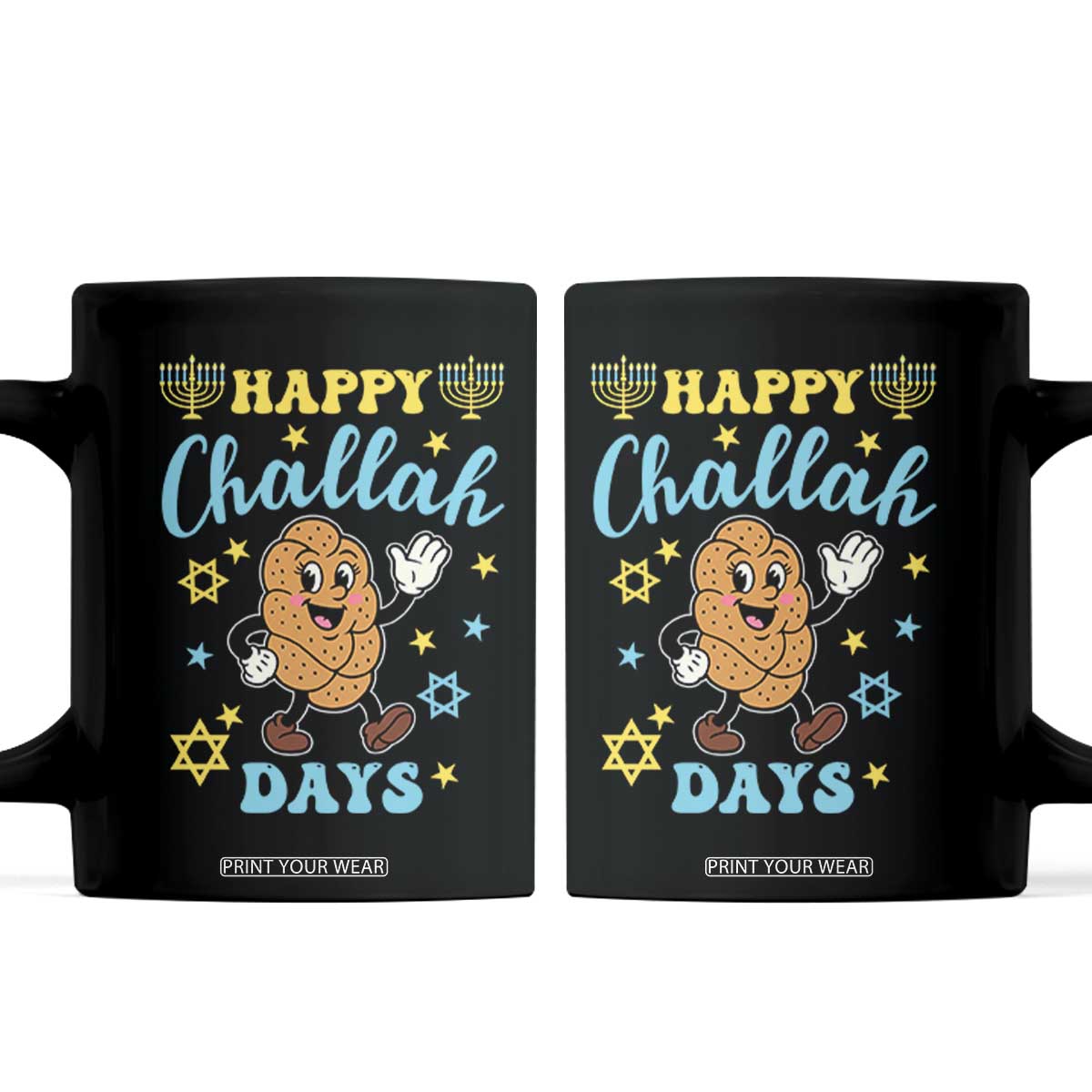 Funny Hanukkah Food Lover Gift Coffee Mug Happy Challah Days TS12 Black Print Your Wear