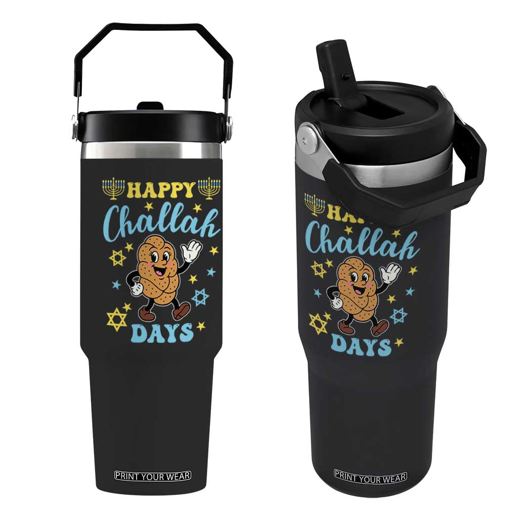 Funny Hanukkah Food Lover Gift Flip Straw Tumbler Happy Challah Days TS12 One Size: 30 oz Black Print Your Wear