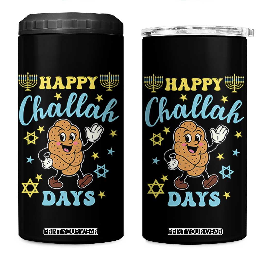 Funny Hanukkah Food Lover Gift 4 in 1 Can Cooler Tumbler Happy Challah Days TS12 One Size: 16 oz Black Print Your Wear