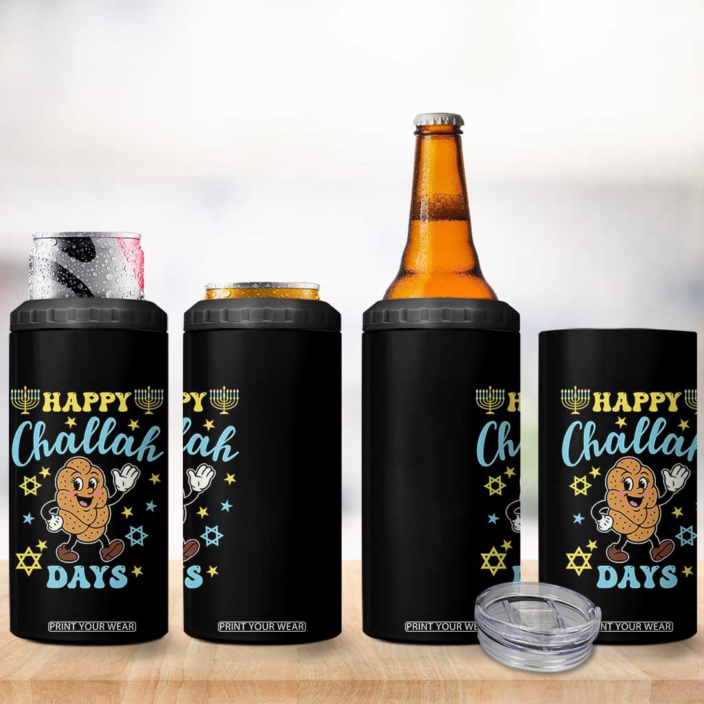 Funny Hanukkah Food Lover Gift 4 in 1 Can Cooler Tumbler Happy Challah Days TS12 Print Your Wear
