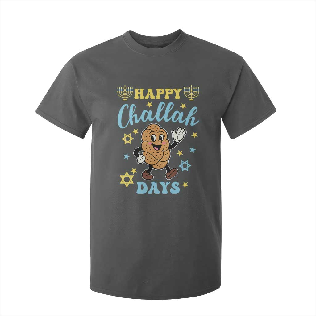 Funny Hanukkah Food Lover Gift T Shirt For Kid Happy Challah Days TS12 Dark Heather Print Your Wear