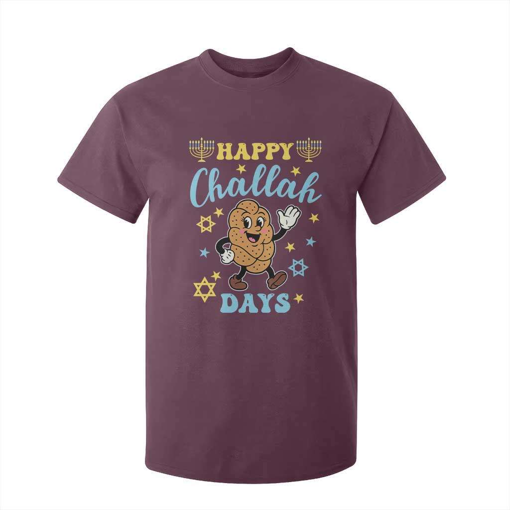 Funny Hanukkah Food Lover Gift T Shirt For Kid Happy Challah Days TS12 Maroon Print Your Wear