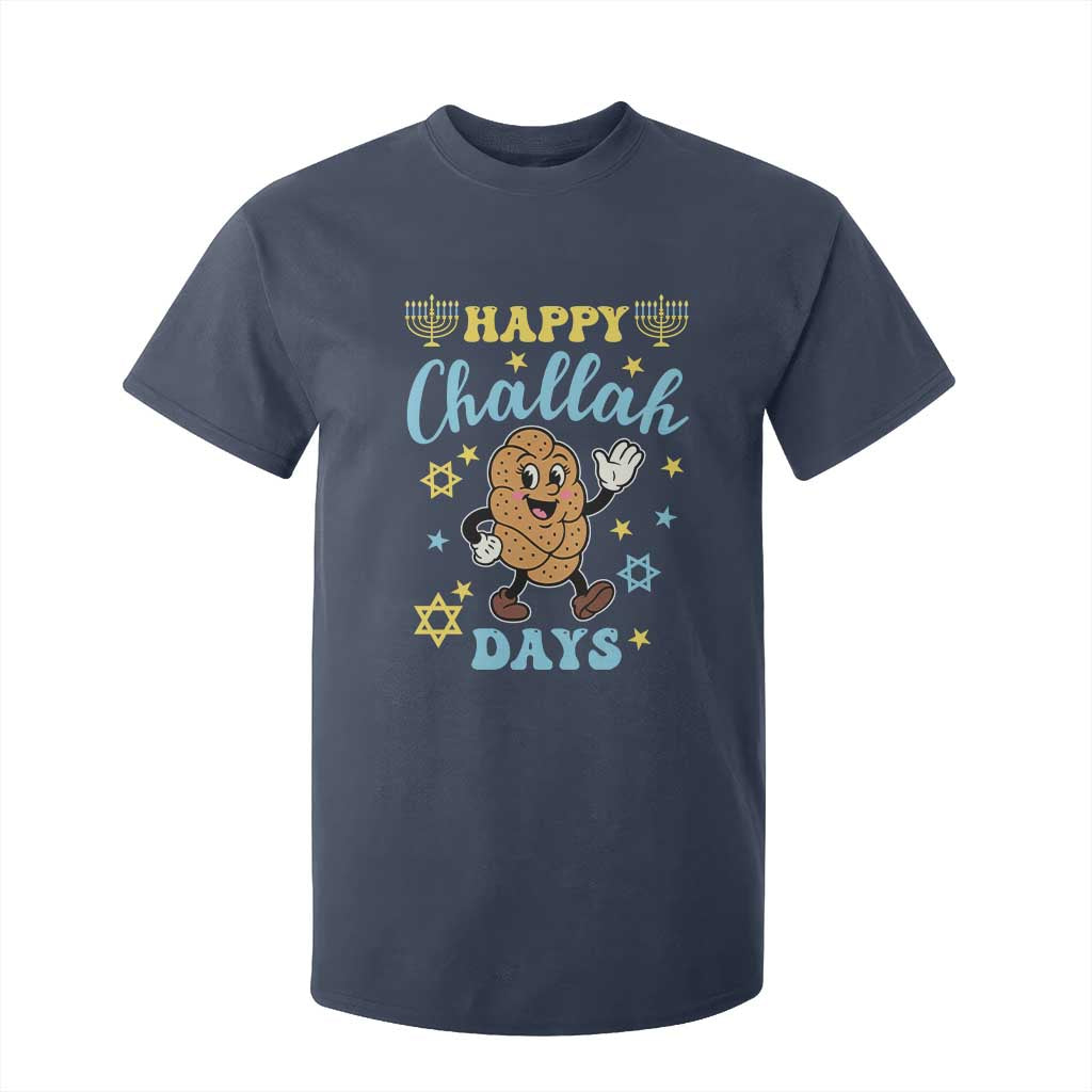 Funny Hanukkah Food Lover Gift T Shirt For Kid Happy Challah Days TS12 Navy Print Your Wear