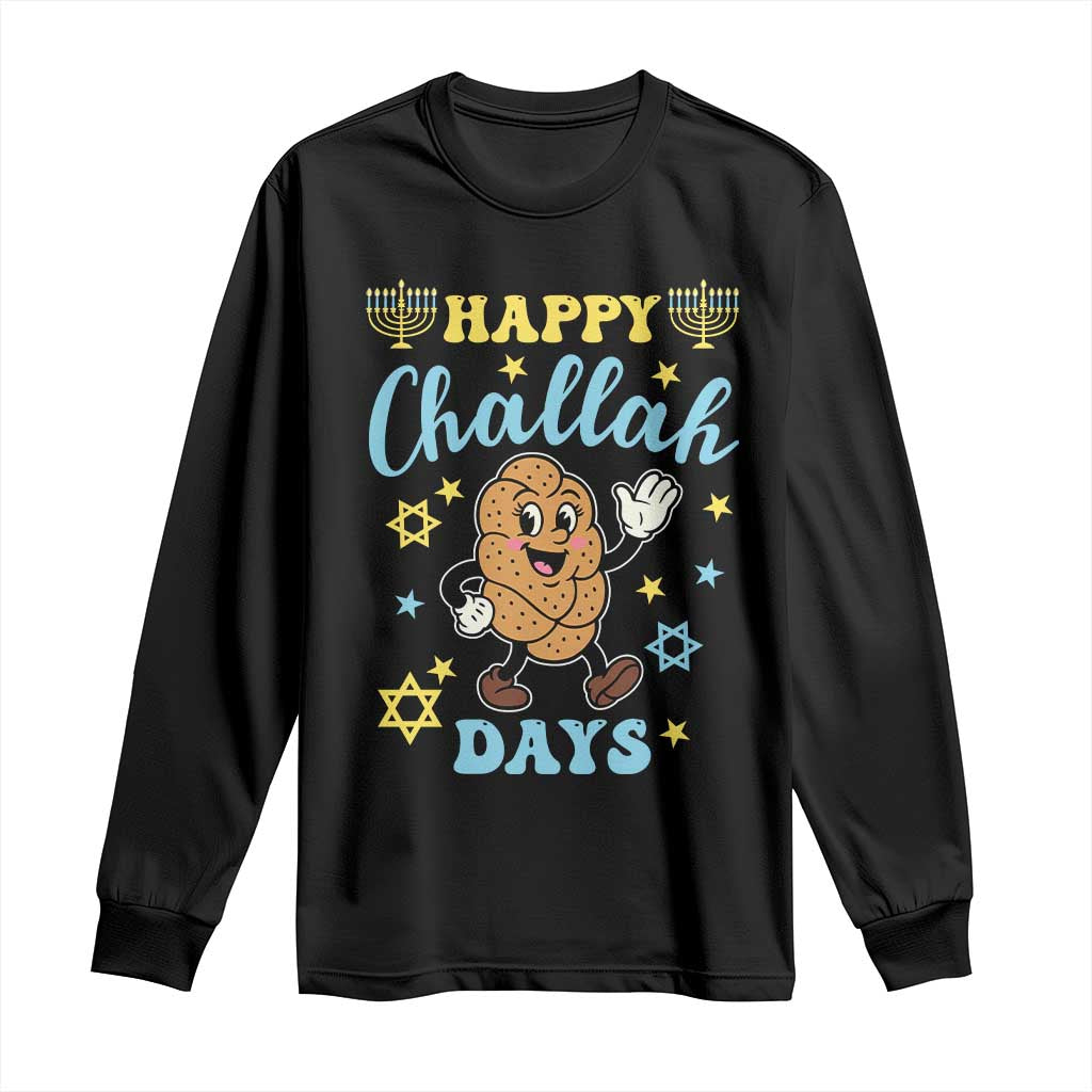 Funny Hanukkah Food Lover Gift Long Sleeve Shirt Happy Challah Days TS12 Black Print Your Wear