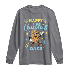 Funny Hanukkah Food Lover Gift Long Sleeve Shirt Happy Challah Days TS12 Charcoal Print Your Wear