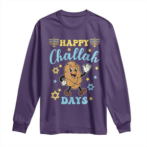 Funny Hanukkah Food Lover Gift Long Sleeve Shirt Happy Challah Days TS12 Purple Print Your Wear