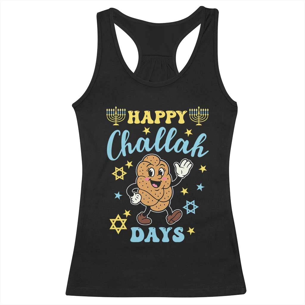Funny Hanukkah Food Lover Gift Racerback Tank Top Happy Challah Days TS12 Black Print Your Wear