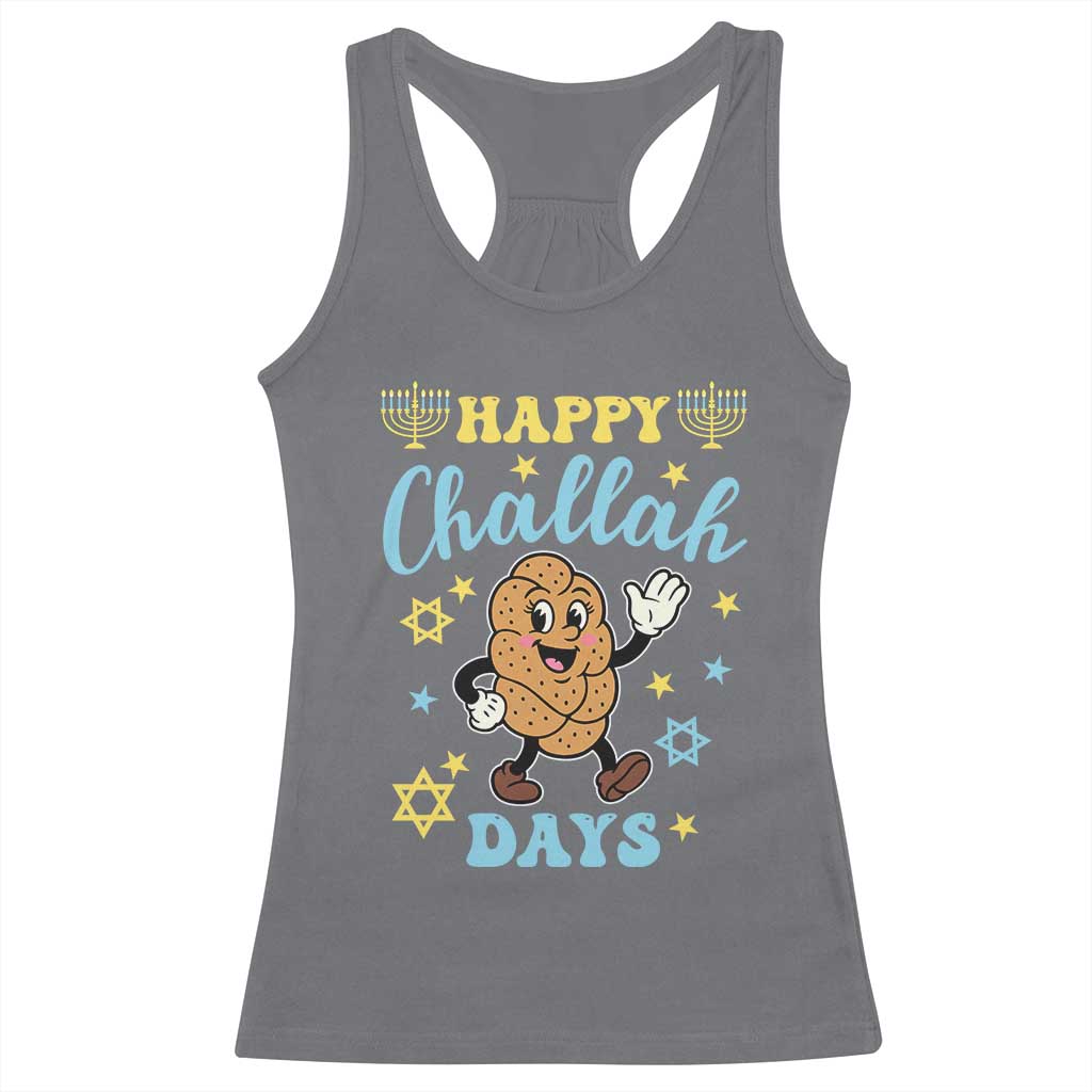 Funny Hanukkah Food Lover Gift Racerback Tank Top Happy Challah Days TS12 Charcoal Print Your Wear