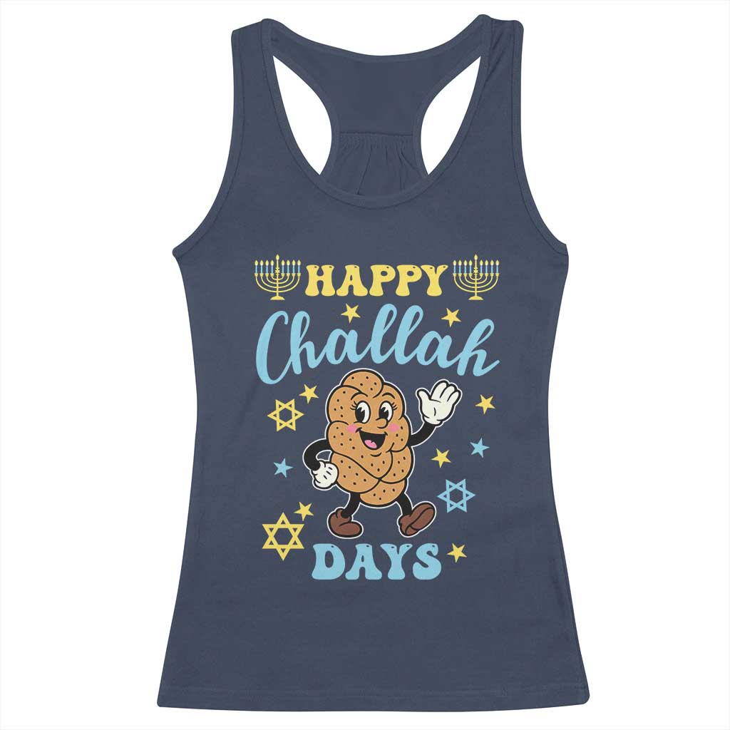 Funny Hanukkah Food Lover Gift Racerback Tank Top Happy Challah Days TS12 Navy Print Your Wear