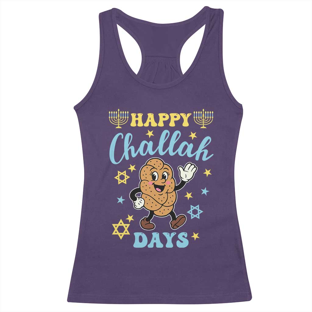 Funny Hanukkah Food Lover Gift Racerback Tank Top Happy Challah Days TS12 Purple Print Your Wear