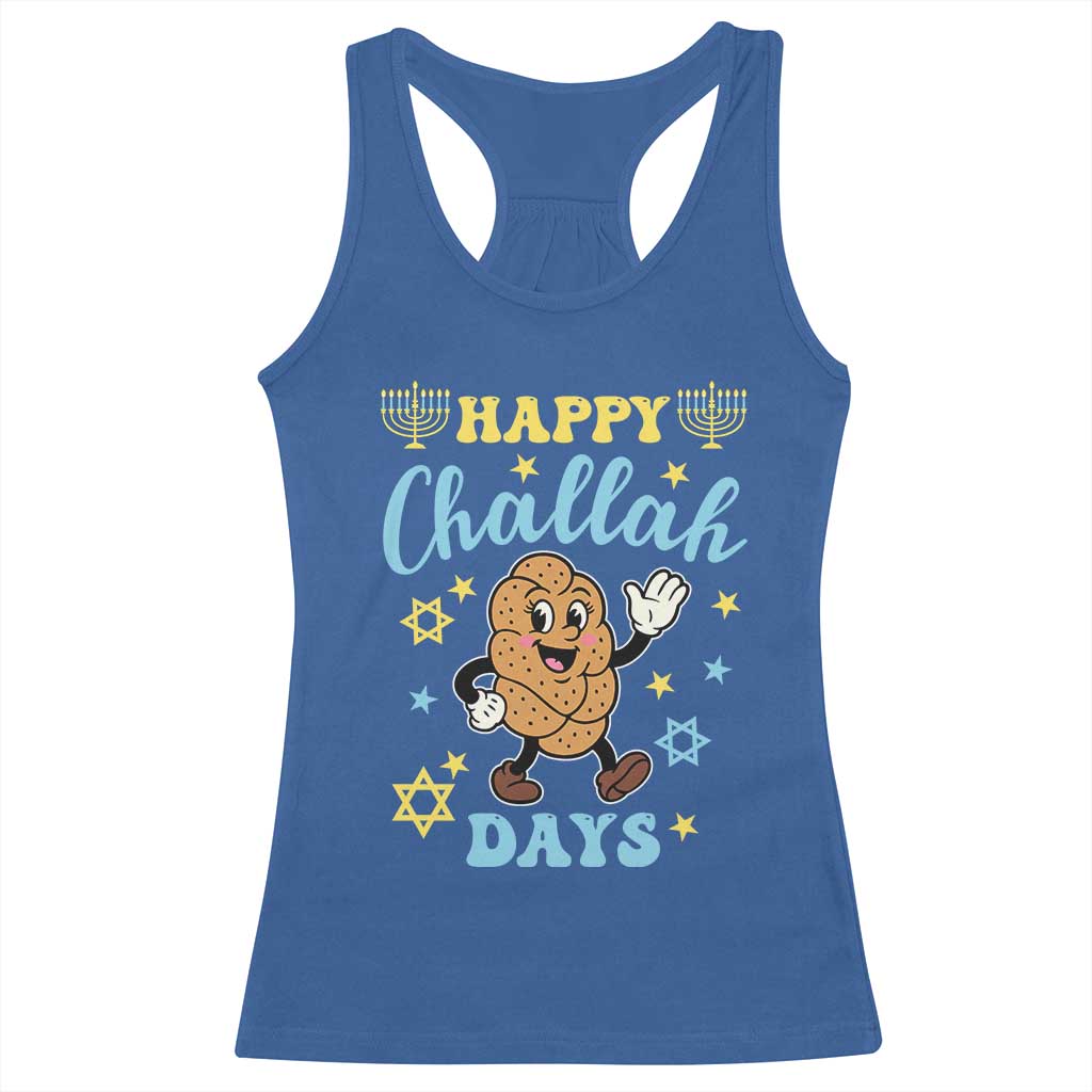 Funny Hanukkah Food Lover Gift Racerback Tank Top Happy Challah Days TS12 Royal Blue Print Your Wear