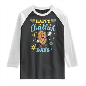 Funny Hanukkah Food Lover Gift Raglan Shirt Happy Challah Days TS12 Black White Print Your Wear