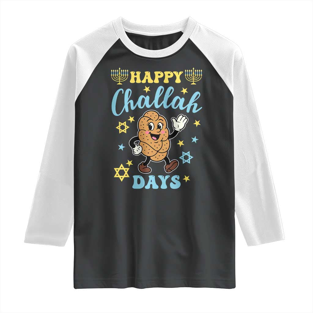 Funny Hanukkah Food Lover Gift Raglan Shirt Happy Challah Days TS12 Black White Print Your Wear