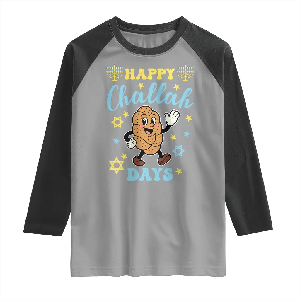Funny Hanukkah Food Lover Gift Raglan Shirt Happy Challah Days TS12 Sport Gray Black Print Your Wear