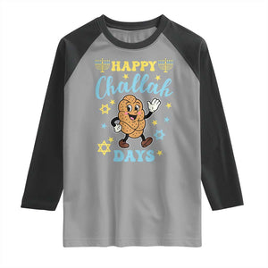 Funny Hanukkah Food Lover Gift Raglan Shirt Happy Challah Days TS12 Sport Gray Black Print Your Wear