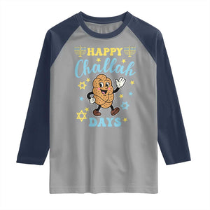 Funny Hanukkah Food Lover Gift Raglan Shirt Happy Challah Days TS12 Sport Gray Navy Print Your Wear