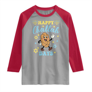 Funny Hanukkah Food Lover Gift Raglan Shirt Happy Challah Days TS12 Sport Gray Red Print Your Wear