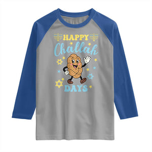 Funny Hanukkah Food Lover Gift Raglan Shirt Happy Challah Days TS12 Sport Gray Royal Print Your Wear
