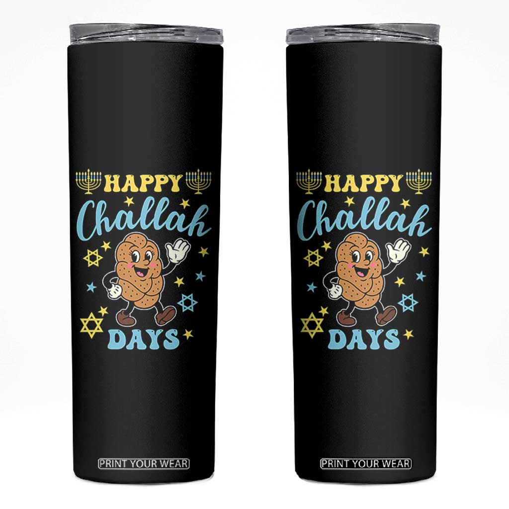 Funny Hanukkah Food Lover Gift Skinny Tumbler Happy Challah Days TS12 Black Print Your Wear