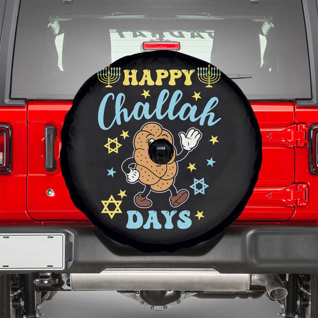 Funny Hanukkah Food Lover Gift Spare Tire Cover Happy Challah Days TS12 Black Print Your Wear